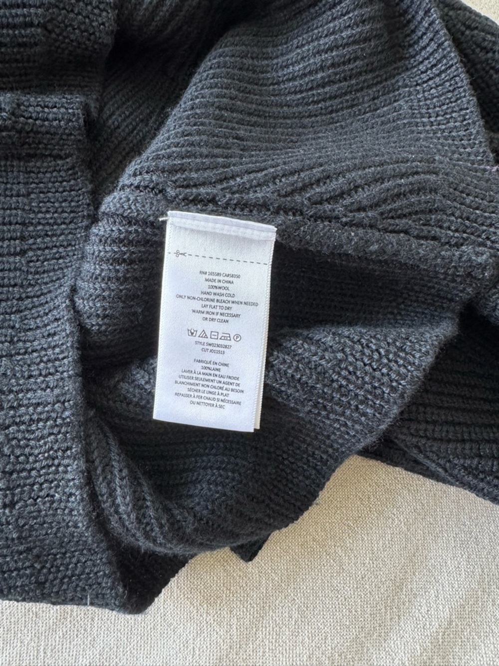 Joie Black 100% Wool Sweater Puff Sleeve Mock Neck Knit Size XS - Picture 6 of 6